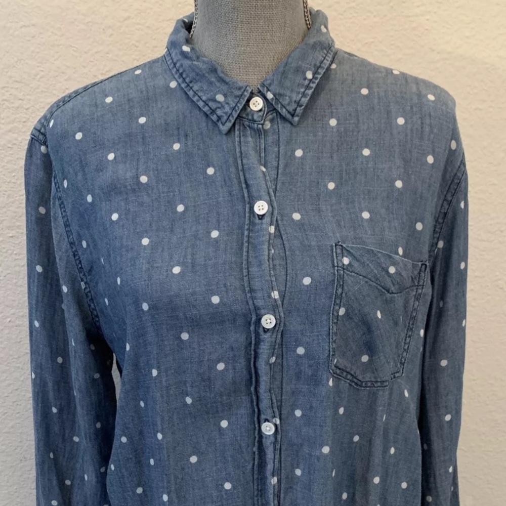 Rails Blue Chambray Polka Dot Button-Up Shirt